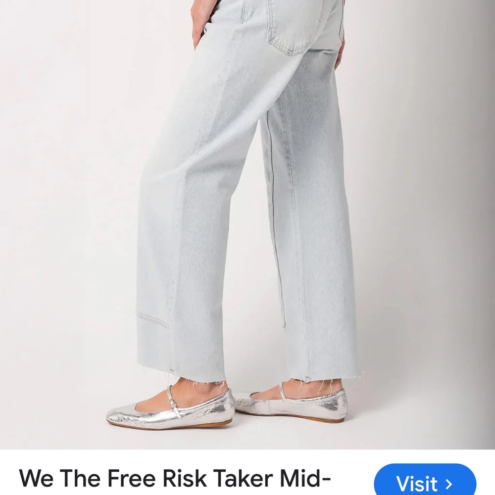 We The Free Blue Wide Leg Jeans Raw Edge